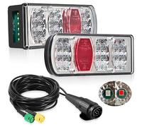 DARKGUARD Pilotos Traseros Led Kit Luces Remolque 13 Pines 12V 24V 7Funciones con Luz de Piloto Marcha Atrás Plug & Play Conector Bayoneta 5 Pines Pre-cableado 5,5m para Caravana, Camion E57 IP65