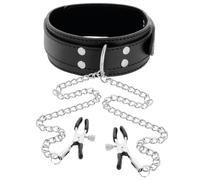 Darkness Collar Con Pinzas Para Pezones Negro