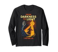 Darkness To Light Christian Gothic 1 Pedro 2:9 Versículo de la Biblia Manga Larga