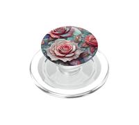 DarkRose Vibrant Pink Rose Pearl Stained Glass Teal Coral PopSockets PopGrip para MagSafe