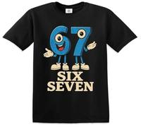 Darkwear 67 Six Seven Funny Number with Joke Print Graphic - Camiseta para niños, camiseta negra, 5-6 años