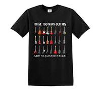Darkwear - Camiseta de guitarra para hombre, diseño con texto "I Have Too Many Guitars No Guitarist Ever Black T-Shirt para guitarristas Negro Negro ( L