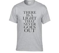 Darkwear Camiseta Morrissey con texto en inglés "There is A Light The Smiths" para hombre, talla S a 5XL, Camiseta deportiva gris con estampado negro, M