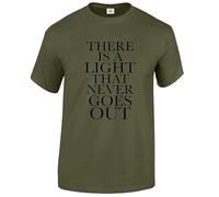 Darkwear Camiseta Morrissey con texto en inglés "There is A Light The Smiths" para hombre, talla S a 5XL, Camiseta verde militar con estampado negro, S