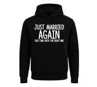 Darkwear Just Married Again One You'll Never Party - Sudadera con capucha divertida para hombre (negro, S)