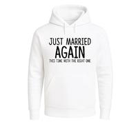 Darkwear Sudadera con capucha divertida para hombre con texto en inglés "Just Married Again One You'll Never Party" (blanco, XL)