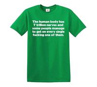 Darkwear The Human Body Has 7 Trillion Nerves and Some People/Joke - Camiseta para hombre, Camiseta verde irlandesa con estampado blanco, XL