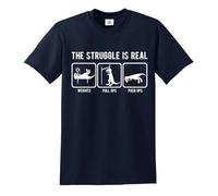 Darkwear The Struggle is Real | Traje de entrenamiento | Divertido | Sarcasmo | Camiseta para hombre, Camiseta azul marino con estampado blanco, 3XL