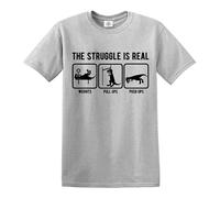 Darkwear The Struggle is Real | Traje de entrenamiento | Divertido | Sarcasmo | Camiseta para hombre, Camiseta gris con estampado negro, 3XL