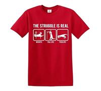 Darkwear The Struggle is Real | Traje de entrenamiento | Divertido | Sarcasmo | Camiseta para hombre, Camiseta roja con estampado blanco, 3XL