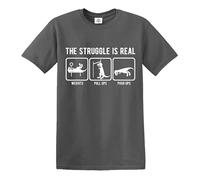 Darkwear The Struggle is Real | Traje de entrenamiento | Divertido | Sarcasmo | Camiseta para hombre, Camiseta gris con estampado blanco, 3XL