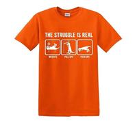 Darkwear The Struggle is Real | Traje de entrenamiento | Divertido | Sarcasmo | Camiseta para hombre, Camiseta naranja con estampado blanco, 3XL