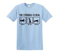 Darkwear The Struggle is Real | Traje de entrenamiento | Divertido | Sarcasmo | Camiseta para hombre, Camiseta azul cielo con estampado negro, 3XL