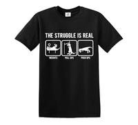 Darkwear The Struggle is Real | Traje de entrenamiento | Divertido | Sarcasmo | Camiseta para hombre, Estampado en T negro y blanco, 3XL