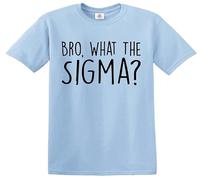 Darkwear Young Boy Bro What The Sigma Print - Camiseta para niños, Camiseta azul cielo con estampado negro, 7-8 años