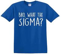 Darkwear Young Boy Bro What The Sigma Print - Camiseta para niños, Camiseta azul real con estampado blanco, 12-14 años