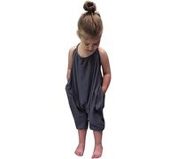 Darkyazi Baby Summer Jumpsuits for Girls Kids Lindo Harem Strap Strap Jumpsuit Pantalones para nios pequeos Tamao 2-8y (2t gris)