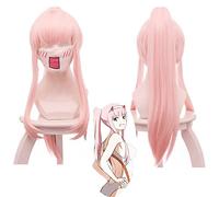 DARLING in the FRANXX 02 Zero Two Long Ponytail Wig Cosplay CODIGO 002 Mujeres pelucas de pelo sintético resistente al calor rosa