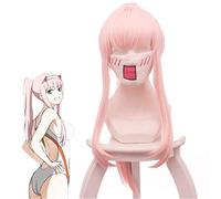 Darling in the Franxx Code 02 Peluca de cosplay Natación Peinado Rosa Dos Cola de caballo Pelo sintético largo Juego de roles Accesorios de baño Pelucas