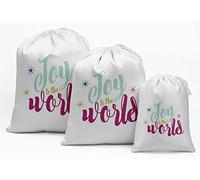 Darling Souvenir Blanca Joy To The World Christmas Party Supplies Favor Bolsas de cordón Bolsas de 15 Piezas