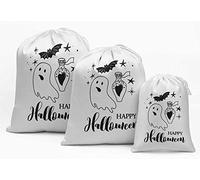 Darling Souvenir Blanca Palo y Fantasma Fiesta de Halloween Cara Suministros del Favor Bolsas de cordón Bolsas de 15 Piezas