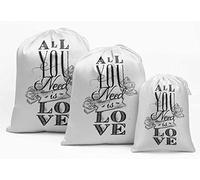 Darling Souvenir Blanca Todo lo Que Necesita es la Fiesta Favor de la Boda del Amor Las Fuentes de Lazo Las Bolsas Bolsitas 15 Piezas