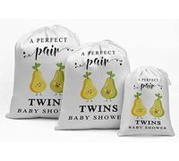 Darling Souvenir El Partido de Ducha de beb© Blanca Gemelos Material de Lazo Las Bolsas Bolsitas 15 Piezas
