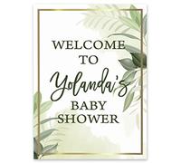 Darling Souvenir MADE WITH LOVE Señal De Bienvenida Personalizada Para Baby Shower, Colección De Baby Shower De Hojas Ideales Para Tus Celebraciones: 18 "X 12"