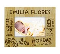 Darling Souvenir Madera De La Invitación del Nacimiento Personalizado Marco De La Imagen Grabada con El Nombre del Bebé, Estadísticas, Información De Nacimiento -5 X 7 Pulgadas Horizontal