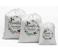 Darling Souvenir Suministros Ducha Blanca Guirnalda Floral del Partido del bebé de Encargo del Favor Bolsas de cordón Bolsas del 15 Piezas