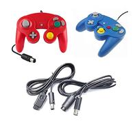 DARLINGTON & Sohns Juego de 2 mandos de color rojo y azul + cable de extensión para Nintendo Game Cube Controller GC Extensión para Nintendo Wii Cable