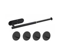 Darmlly Toallero sin taladrar, toallero extensible, toallero de té para pegar en la pared para baño y cocina, negro