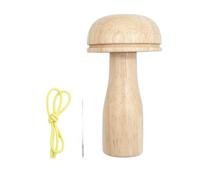 Darning Mushroom Kit - 10.5×6×3cm Wooden Mending Tool With Needles Yarn Elastic Strap, DIY Sewing Craft Darner Set For Socks Sweaters Pants Hats Scarves Repair