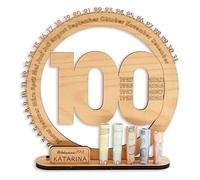 DARO Design - 100 cumpleaños regalo para mujeres y hombres - regalos de dinero cumpleaños 100 con soporte - placa de madera libro de visitas - decoración de 100 cumpleaños - regalo personalizado