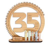 DARO Design - 35 cumpleaños regalo para mujeres y hombres - regalos de dinero cumpleaños 35 con soporte - placa de madera libro de visitas - decoración de 35 cumpleaños - regalo personalizado