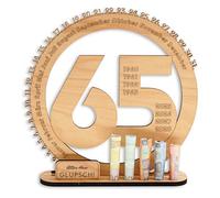 DARO Design - 65 cumpleaños regalo para mujeres y hombres - regalos de dinero cumpleaños 65 con soporte - placa de madera libro de visitas - decoración de 65 cumpleaños - regalo personalizado