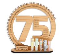 DARO Design - 75 cumpleaños regalo para mujeres y hombres - regalos de dinero cumpleaños 75 con soporte - placa de madera libro de visitas - 75 cumpleaños decoración - regalo personalizado