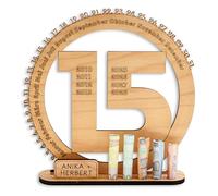 DARO Design - Regalo de 15 cumpleaños para mujeres y hombres - regalos de dinero cumpleaños 15 con soporte - placa de madera libro de visitas - decoración de 15 cumpleaños - regalo personalizado