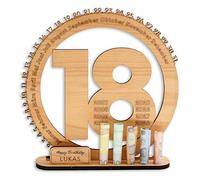 DARO Design - Regalo de 18 cumpleaños para mujeres y hombres - regalos de dinero cumpleaños 18 con soporte - placa de madera libro de visitas - decoración de 18 cumpleaños - regalo personalizado