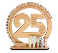 DARO Design - Regalo de 25 cumpleaños para mujeres y hombres - regalos de dinero cumpleaños 25 con soporte - placa de madera libro de visitas - decoración de cumpleaños 25 - regalo personalizado