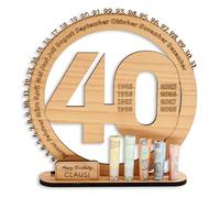 DARO Design - Regalo de 40 cumpleaños para mujeres y hombres - regalos de dinero cumpleaños 40 con soporte - placa de madera libro de visitas - decoración de 40 cumpleaños - regalo personalizado