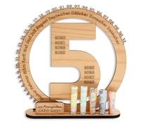 DARO Design - Regalo de 5 cumpleaños para mujeres y hombres - regalos de dinero cumpleaños 5 con soporte - placa de madera libro de visitas - decoración de 5 cumpleaños - regalo personalizado