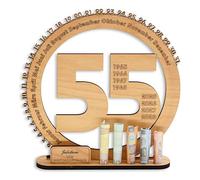 DARO Design - Regalo de 55 cumpleaños para mujeres y hombres - regalos de dinero cumpleaños 55 con soporte - placa de madera libro de visitas - decoración de 55 cumpleaños - regalo personalizado