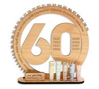 DARO Design - Regalo de 60 cumpleaños para mujeres y hombres - regalos de dinero cumpleaños 60 con soporte - placa de madera libro de visitas - decoración de 60 cumpleaños - regalo personalizado