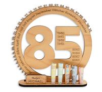 DARO Design - Regalo de cumpleaños 85 para mujeres y hombres - regalos de dinero cumpleaños 85 con soporte - placa de madera libro de visitas - decoración de cumpleaños 85 - regalo personalizado