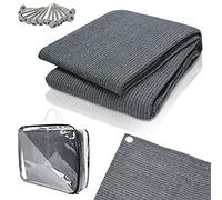 Daromigo Alfombra para toldo, incluye bolsa de transporte, con 12 agujeros y 13 piquetas, antideslizante, transpirable, lavable, alfombra para tienda de campaña (gris y azul, 200 x 200 cm)