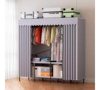 Daromigo Armario de tela plegable sin montaje, armario móvil 178 × 170 × 48 cm con marco de acero tubular hasta 100 kg, espacio de almacenamiento de 48 cm de profundidad, protección contra el polvo y