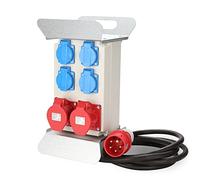 Daromigo Distribuidor de corriente CEE 2 x 16 A 400 V + 4 x 230 V 5 polos, distribución de corriente IP44 con tapa de seguridad para talleres y fábricas