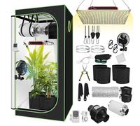 Daromigo Juego completo de tienda de campaña para cultivo, 80 x 80 x 160 cm, con lámpara LED regulable, incluye filtro de carbón activo de 4", ventilador silencioso y ventilador de tubo, para cultivo