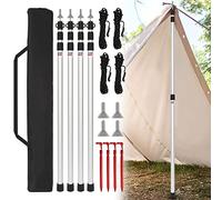 Daromigo Juego de 4 barras telescópicas de aluminio ajustables telescópicas de 90 a 230 cm, barras telescópicas para tienda de campaña, con bolsa de almacenamiento para toldo, caravana, camping, lona